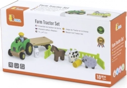 Drveni traktor s farmama Viga Toys