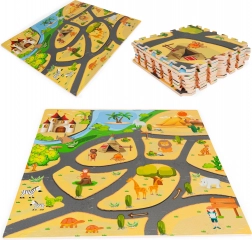 Pjenasti podni puzzle tepih safari 9 dijelova 93 × 93 cm
