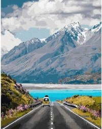 Slikanje po brojevima Put u Planinama 40x50 Platno + Boje + Kistovi