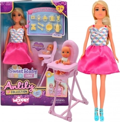 Woopie Royal lutka Lily s bebom i visokom hranilicom – set dodataka