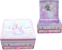 Glazbena kutijica za nakit s jednorogom i zrcalom