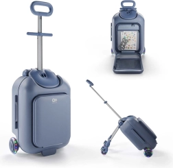 Kinderkraft Cabby children's carry-on suitcase with seat 2-in-1 blue