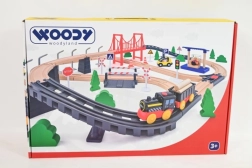 Woodyland drvena željeznička pruga s električnom lokomotivom i mostom