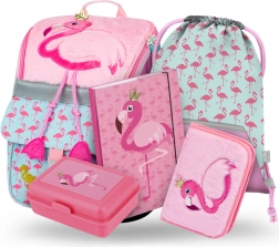 Školski set Zippy Flamingo: torba, pernica, vrećica, mape, kutija