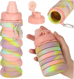 Sklopiva sportska silikonska boca za vodu 500 ml, duginih boja