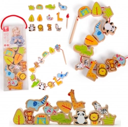 Drvene perle za nizanje Zoo Classic World, 13 kom