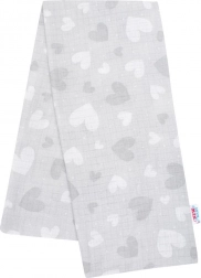 Pamučna tetra pelena s printom NEW BABY siva srdašca