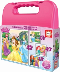 Puzzle u kovčežiću Disney princeze 4u1