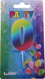 Rođendanska svijeća broj 0 u duginim bojama