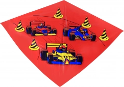 Šareni leteći zmaj s motivom trkaćih automobila