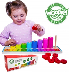 Woopie Green montessori drvena brojalica i šarena slagalica, 56 dijelova
