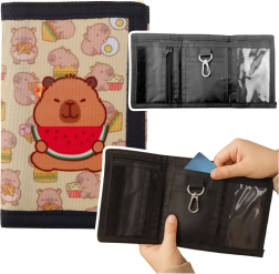 Dječja tekstilna novčanica na čičak s karabinerom – kapibara s lubenicom