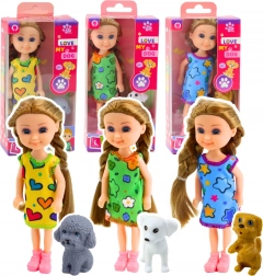 Mini lutkica u haljini sa psom 14,5 cm