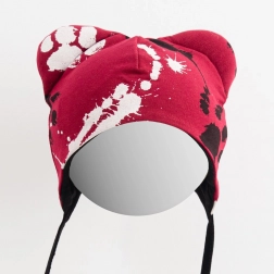 Bebina pamučna kapica s ušima NEW BABY Šapica – tamnoružičasta