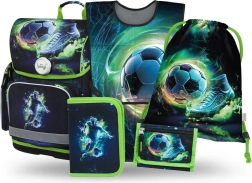 Baagl School Set Ergo Football Player – satchel, pencil case, drawstring bag, apron and wallet