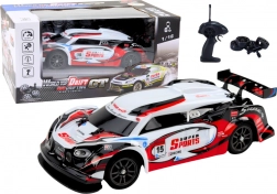 RC trkaći auto 1:16 Drift s izmjenjivim kotačima crveno-bijeli
