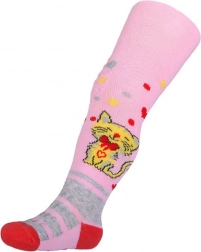 pamučne tajice NEW BABY s protukliznom zaštitom i mačkicom, svijetloružičaste, vel. 104–110