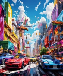 Dijamantno slikanje Šareni grad 30 × 40 cm