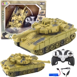 RC tenk T-90 1:18 s rotirajućom kupolom, svjetlima i zvukovima – pješčana kamuflaža