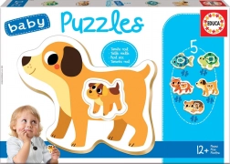 Educa Baby puzzle kućni ljubimci s mladunčadi 5u1