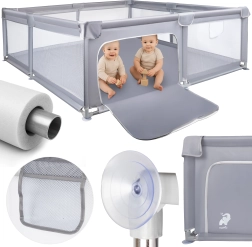 Dječja ogradica KIVO 180 × 200 cm siva