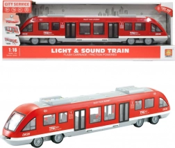 Crveni tramvaj s otvarajućim vratima, zvukovima i svjetlima