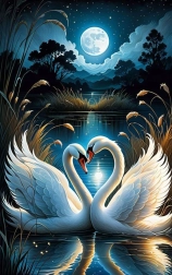 Dijamantno slikanje – labudovi za punog mjeseca 30 × 40 cm