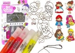 Set vitražnih privjesaka za bojanje – princeze, 6 kom