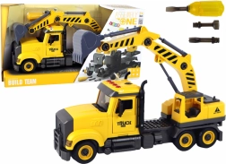 Građevinski kamion s dizalicom za sastavljanje – žuti