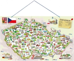 Woody magnetička karta ČR s ilustracijama i društvena igra 3 u 1