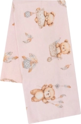 Flanelna dječja tetra pelena s printom teddy bear ružičasta NEW BABY