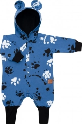Dojenjački pamučni overal s kapuljačom i ušima New Baby Paw plavi 86