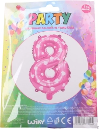 Nafukavajući balon broj 8 ružičasti sa srcima