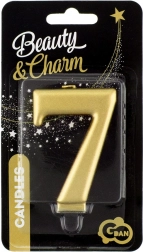 svijeća broj 7 u metalik zlatnoj boji GODAN Beauty & Charm 8 cm