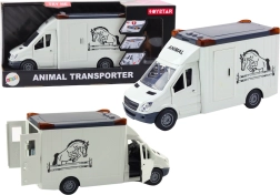 Bijeli auto transporter za konje s otvarajućim vratima te svjetlosnim i zvučnim efektima