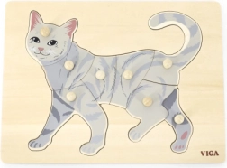 Drvene puzzle s gumbićima mačka VIGA Montessori