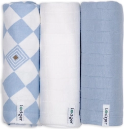 Lodger swaddler od organskog pamuka Blue fogg, 70 × 70 cm (3 kom)