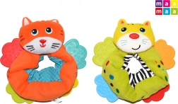 Tekstilna zvečka za zapešće s grizalicama MAAMAA, mačkica 12 cm