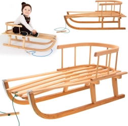 Drvene saonice s naslonom i užetom