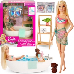 barbie relax – kupka s konfeti pjenom i kadom, plavuša lutka i dodaci