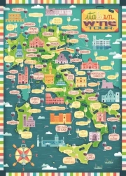 Puzzle Karta Italije - Talijanska vinska tura 1000 dijelova