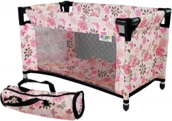 Krevetić za lutke Alice ružičasti s cvjetnim uzorkom