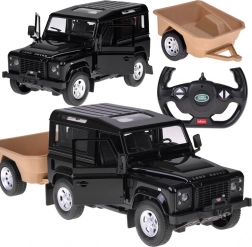 Rastar daljinski upravljani Land Rover Defender 1:14 s prikolicom – crna
