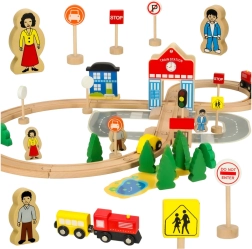 Drvena željeznička pruga s kolodvorom 50 dijelova