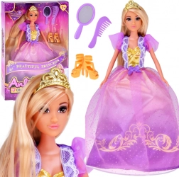 Lutka princeza s dugom kosom u balskoj haljini s dodacima