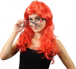 Duga crvena karnevalska perika s šiškama za odrasle