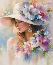 Dijamantno slikanje žena s cvijećem 30 × 40 cm