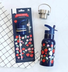 A Little Lovely Company set čepa, četkice i slamke za inox bocu 350 ml – Jagode