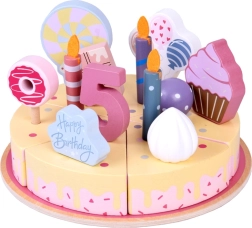 Drvena rođendanska torta za rezanje s ukrasima