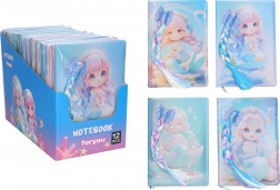 Bilježnica s crtama 14 × 21 cm – morska sirena s repićem, 80 stranica